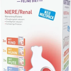 Sparpaket 5 x 12 x 85 g Kattovit Niere/Renal Multipack Katzen Nassfutter Heißes Angebot